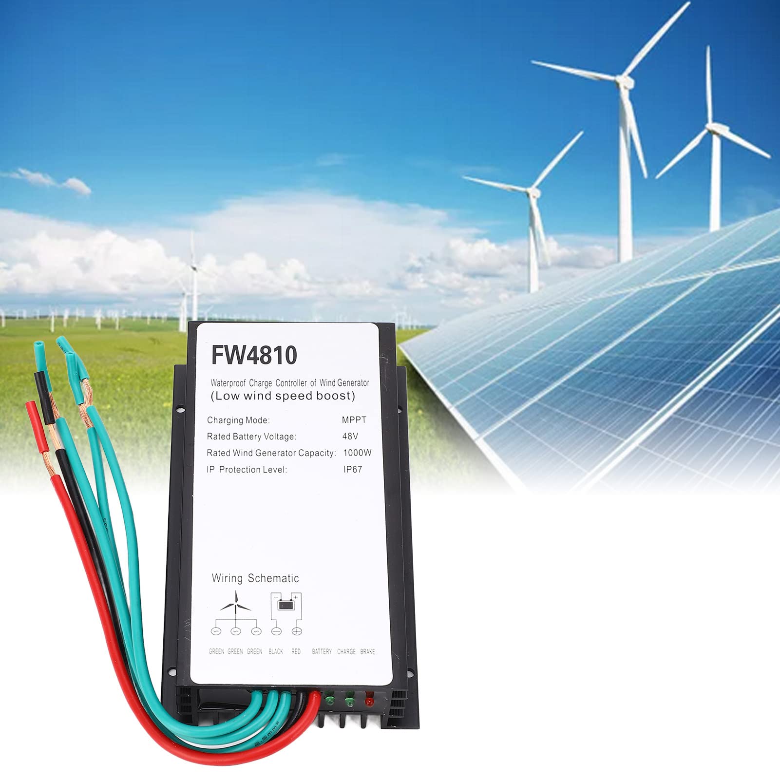 BuyWeek Controlador de Carga de Turbina Eólica Controlador de Generador, 1000W 48V MPPT IP67 Impermeable