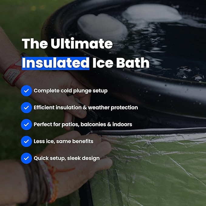 The Cold Pod Insulated Cold Plunge Tub Bundle - 85Gal Ice Bath Round Tubs with Energy Saving Multi-Layer Cover - Chiller Compatible&Silver Reflective