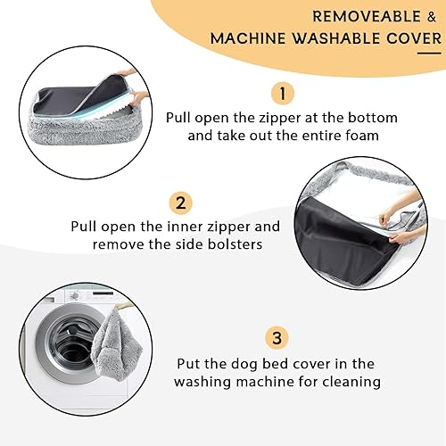 Miniatura 4 de Camas calmantes para perros XL, cama ortopédica de doble capa de espuma y espuma viscoelástica para mascotas, colchón de piel sintética para