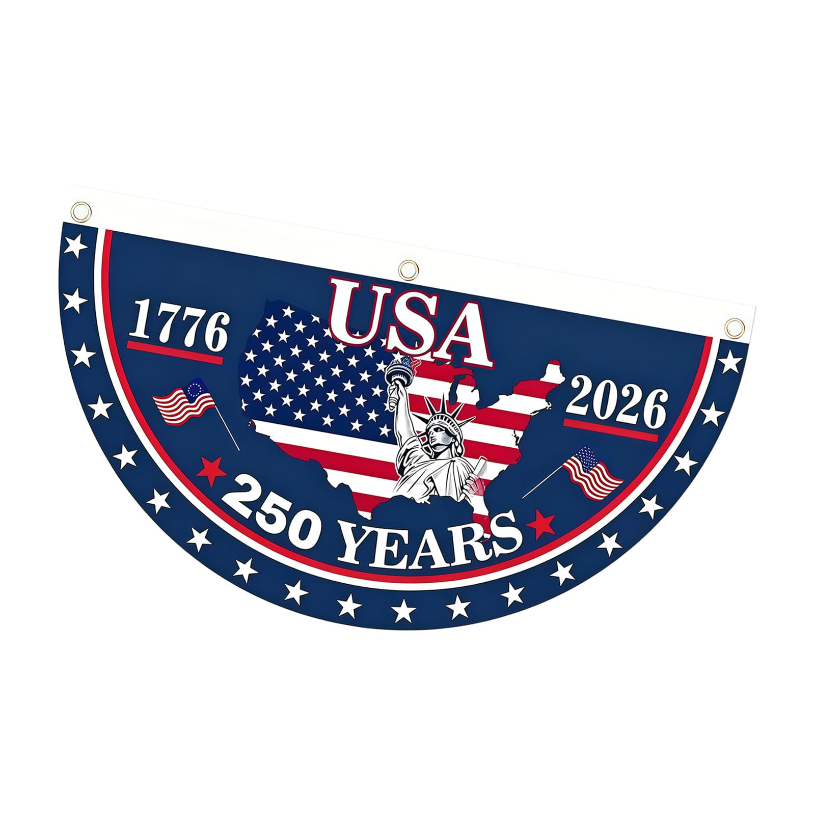 Oxxggkao 1776-2026 Patriotics Semi Circular Bunting Flag 250th Anniversary Banners with Metal Grommets for Porch Wall Fence Door Bunting Flag