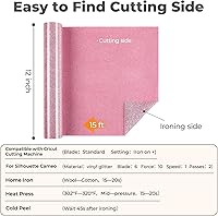 Vista 31 de HTVRONT - Rollos de vinilo termotransferible (HTV) blanco y negro, 12 pulgadas x 15 pies de vinilo de planchado para Cricut & Cameo, para camisas