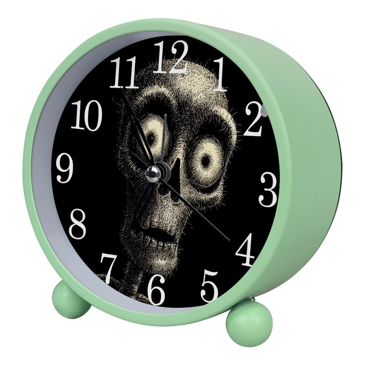 Luoweisi Alarm Clock Skeleton, Silent Non-Ticking with Night Light, Round Metal Alarm Clock for Office, Battery Operated, Bedroom, Elderly, Adults, Children, Student Gifts