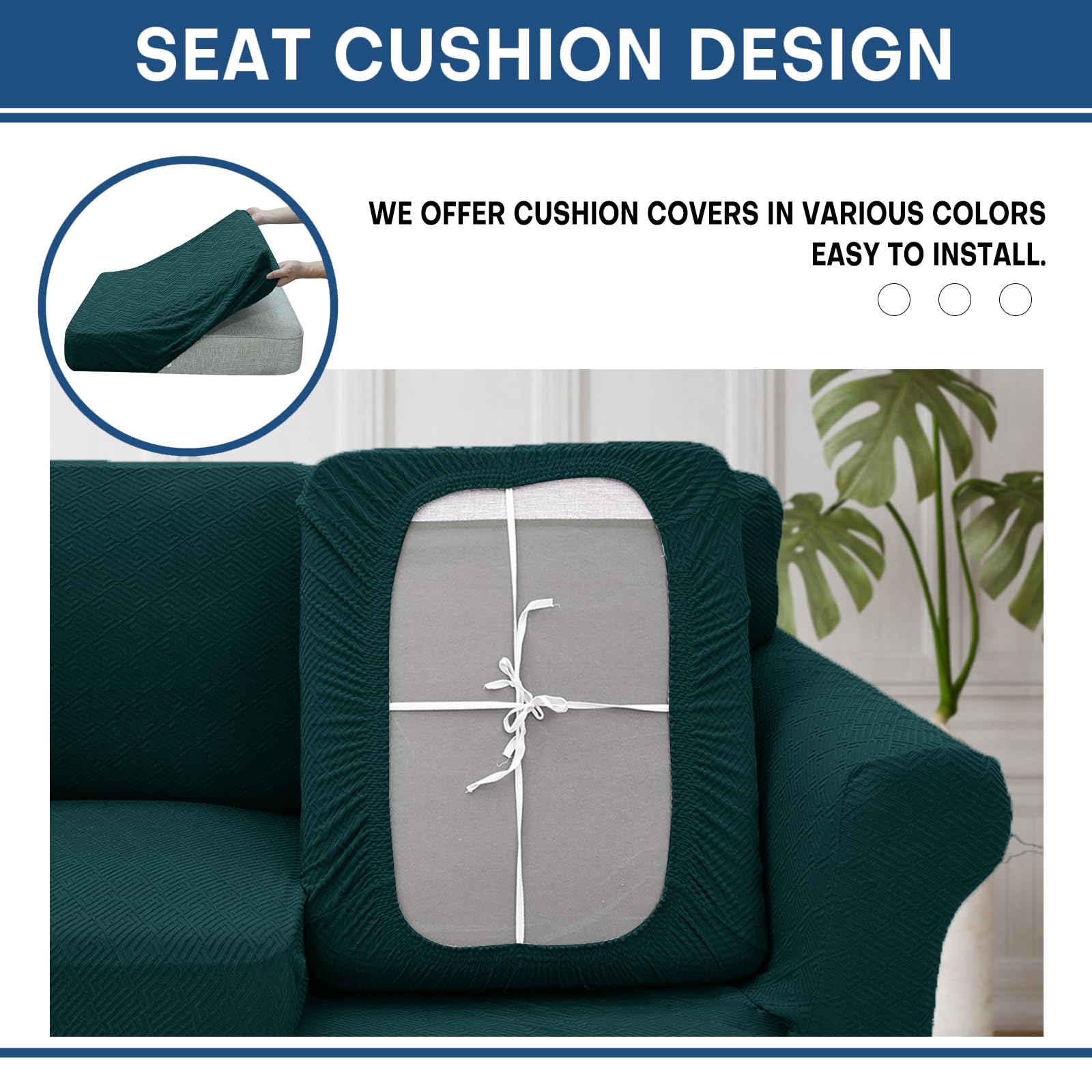 Copridivano Elasticizzato 3 Posti Con Braccioli - Cachi, Jacquard Antigraffio, Con Cuscini Separati - 2