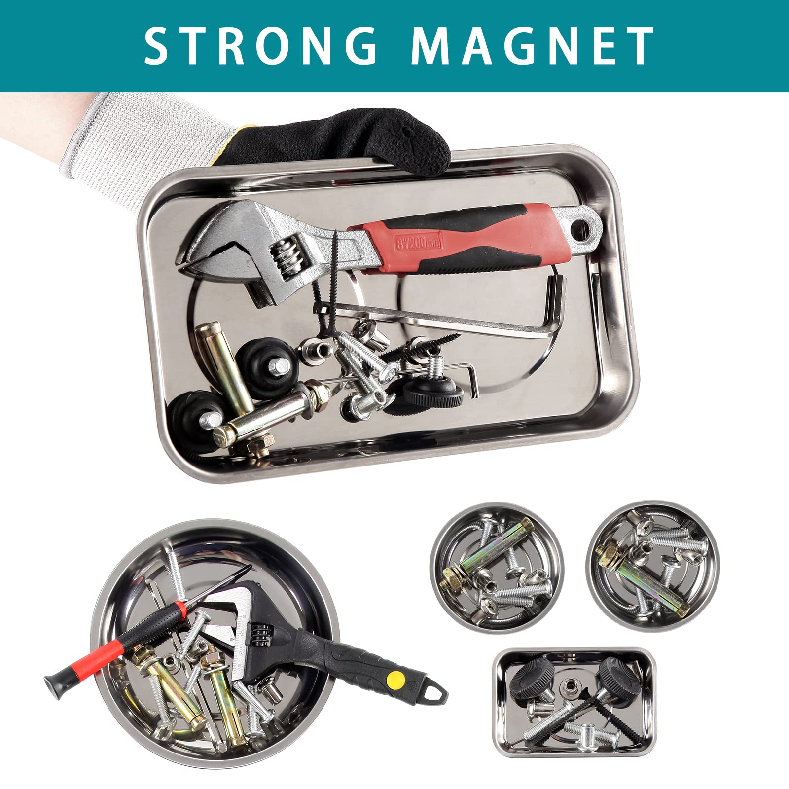Zestaw 5 tacek magnetycznych ze stali nierdzewnej do narzędzi magnetycznych i uchwytu śrubowego, gniazd, śrub, szpilek, mechanicznych i motoryzacyjnych.