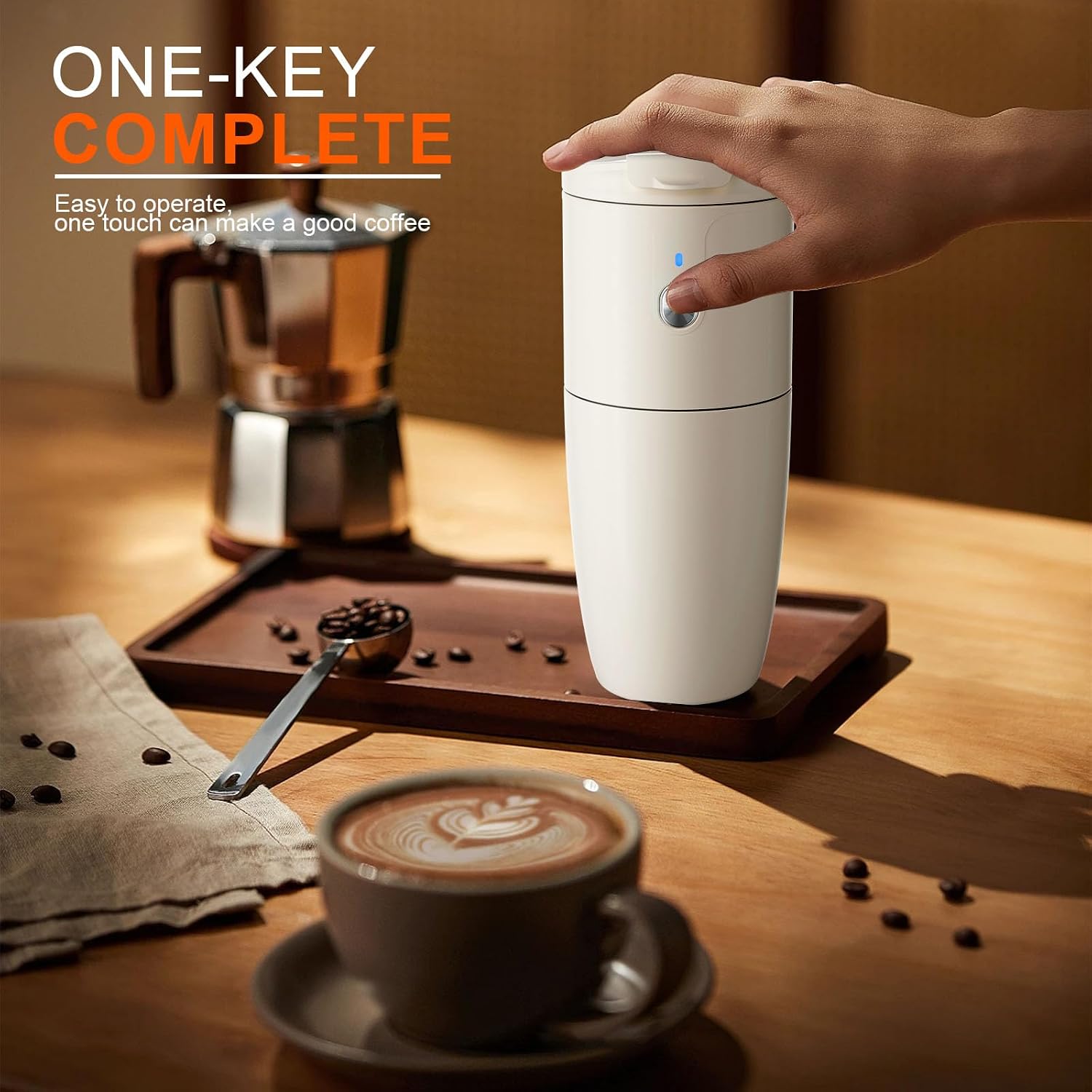 Self-Heating Electric Coffee Maker Cup, Portable Mini Coffee Maker Compact Design for Camping Hiking Traval
