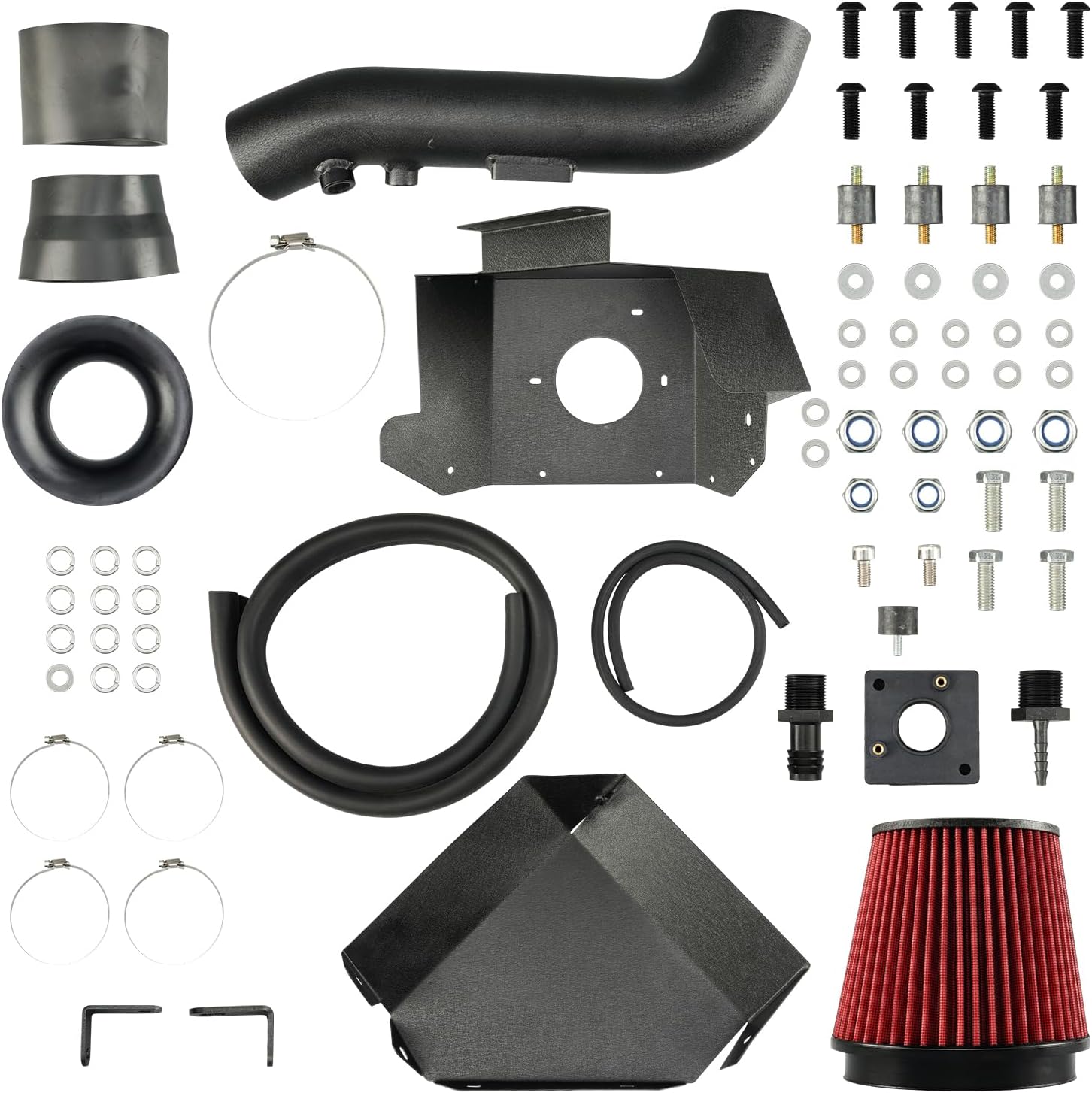 PHILTOP 3.5“ Cold Air Intake Kit System + Heat Shield Compatible with 2010-2023 Toyota 4Runner, FJ Cruiser, Red