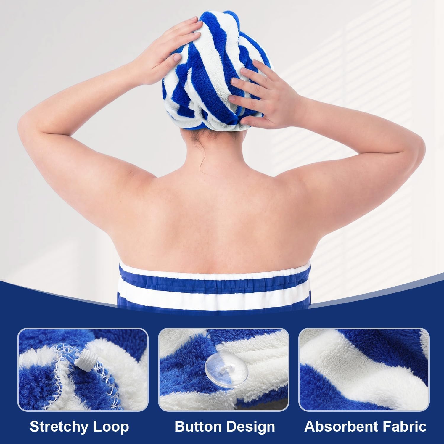 Oversized Bath Towel Wrap for Women with Plus Size Hair Dry Towel Set image 3