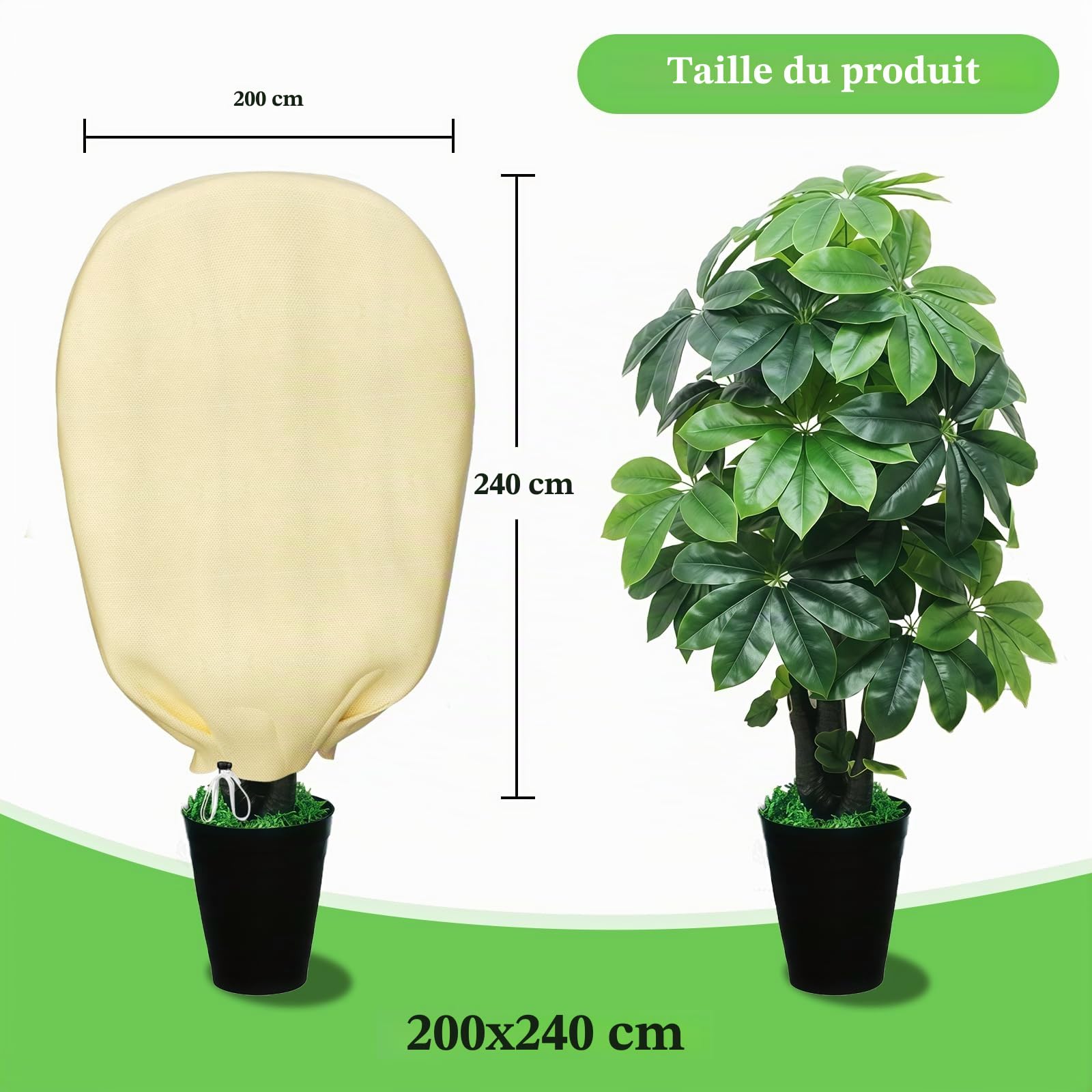 Voile Hivernage Plante Exterieur 80g/㎡ Anti-Gel，200x240cm 2PC