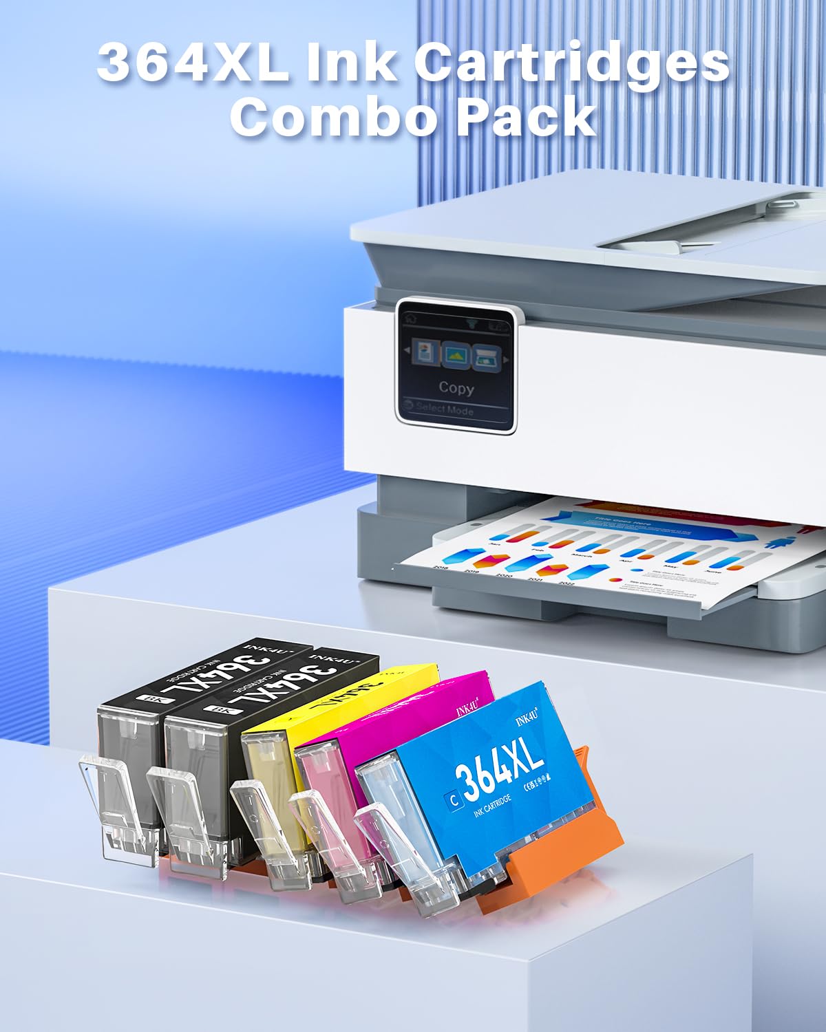 INK4U 364XL Cartucce Compatibili per HP 364 XL Cartucce d'inchiostro per Photosmart 5520 5510 5522 6520 7520 6510 Deskjet 3520 3070A Officejet 4620 4622 (2 Nero,1 Ciano,1 Magenta,1 Giallo)