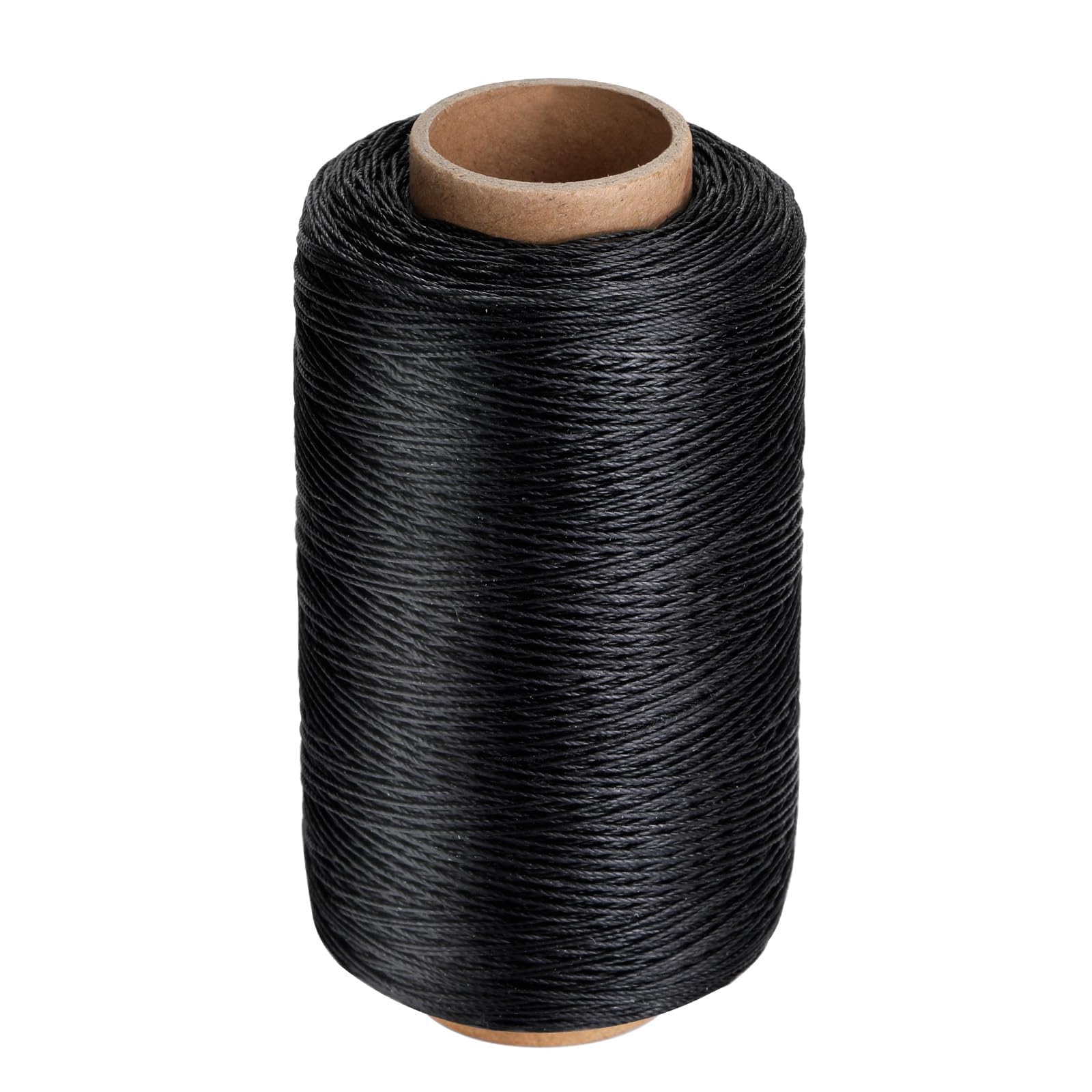Hilo encerado redondo de 0,55 mm, 437 yardas, hilo encerado para coser cuero, hilo de cera, hilo de cuero para manualidades de cuero, encuadernación de libros (negro)