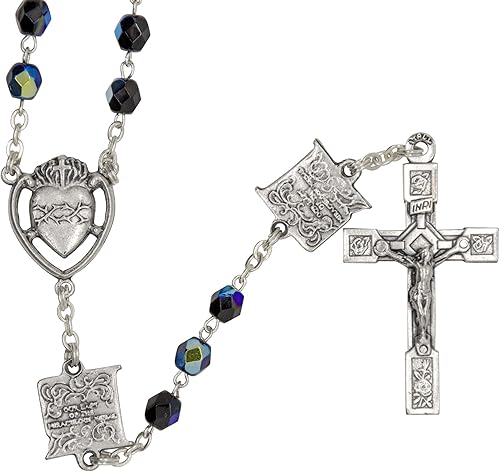 Miniatura 2 de Rosario de cristal con pieza central del Sagrado Corazón de Jesús