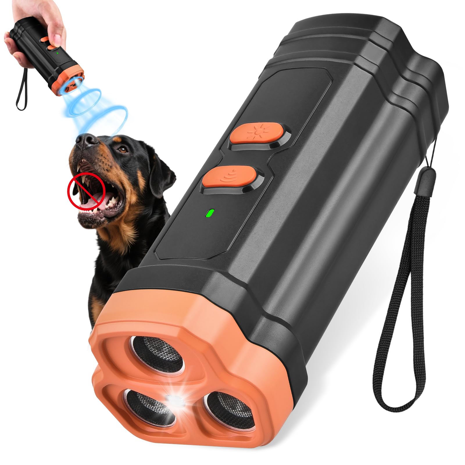 Ultrasonic Anti Barking Device for Dogs - LED Light, Compact &amp; Portable Bark Deterrent Device for Indoor/Outdoor Use, Effective for Your Dog and Neighbor’s Dog Bark Control (Brown)
