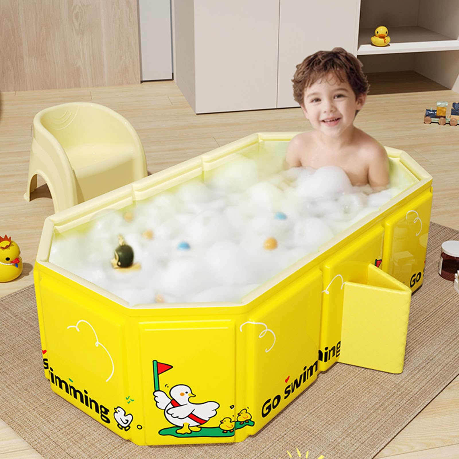 Bañera plegable para bebé para un baño seguro, fácil almacenamiento, portátil, de PVC, ahorradora de espacio, para niños, bañera fácil de plegar