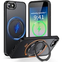 KWATUNG iPhone SE3 Case, iPhone SE2 Case, Magsafe Compatible, 360  Rotating Stand, Matte Feel Black