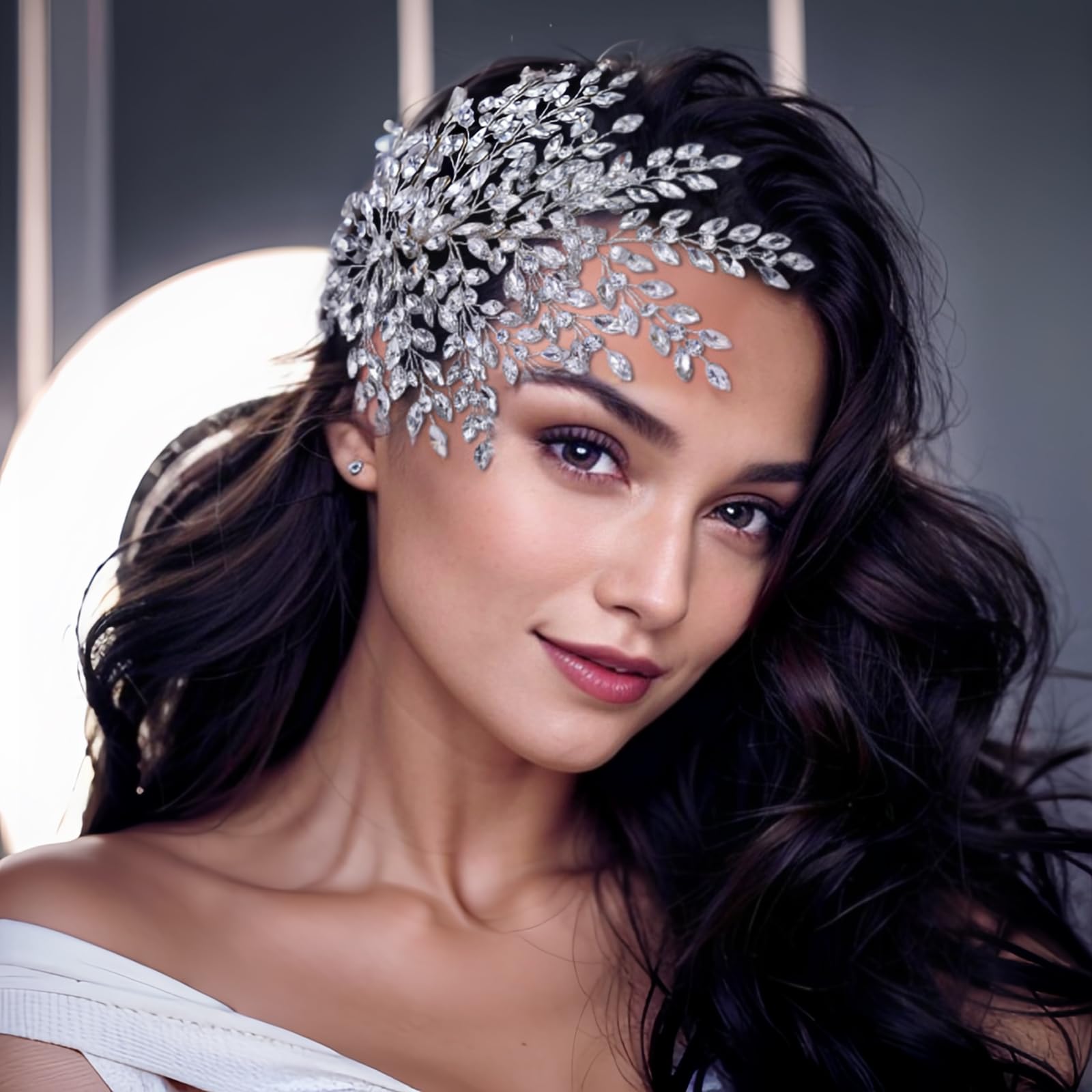Amazon.com : AMORARSI Wedding Rhinestone Hair Piece Leaf 