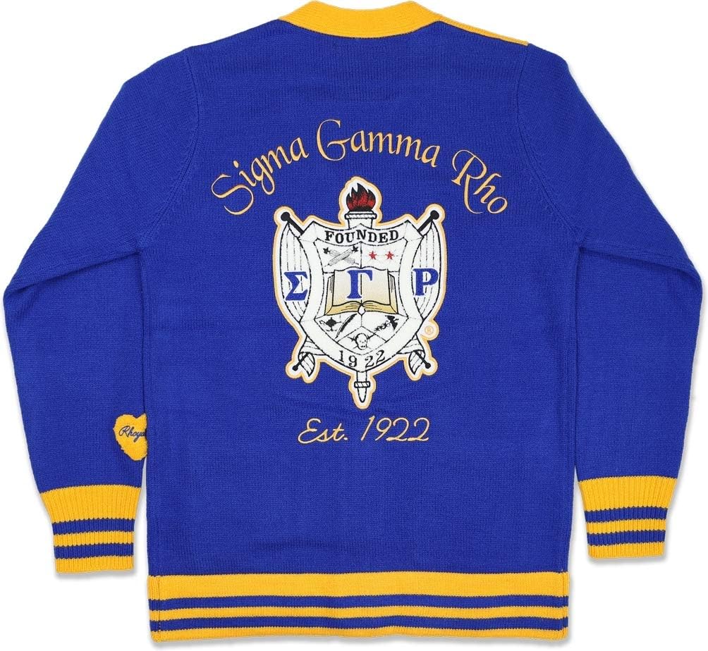 Big Boy Sigma Gamma Rho Divine 9 S7 Ladies Button Down Sweater [Royal Blue] - ID#31590-146-32-0-0