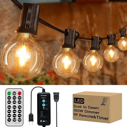 Ccinny Tira de luces LED G40 de 26 pies para exteriores, impermeable, con atardecer a amanecer, luces de patio regulables para exteriores con Ccinny Tira de luces LED G40 de 26 pies para exteriores, impermeable, con atardecer a amanecer, luces de patio regulables para exteriores con