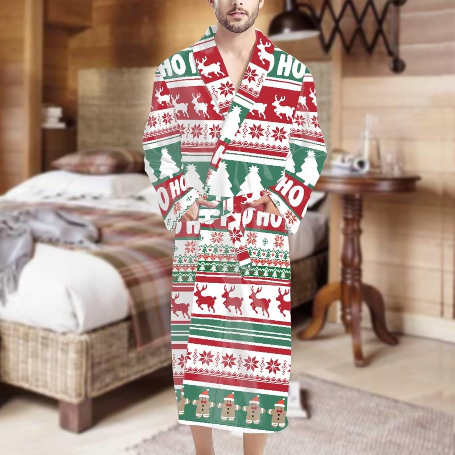 YEXIATODO Matching Christmas Robes for Couples Xmas Robe Full Length Warm Soft Long Bathrobe Set Spa Robes