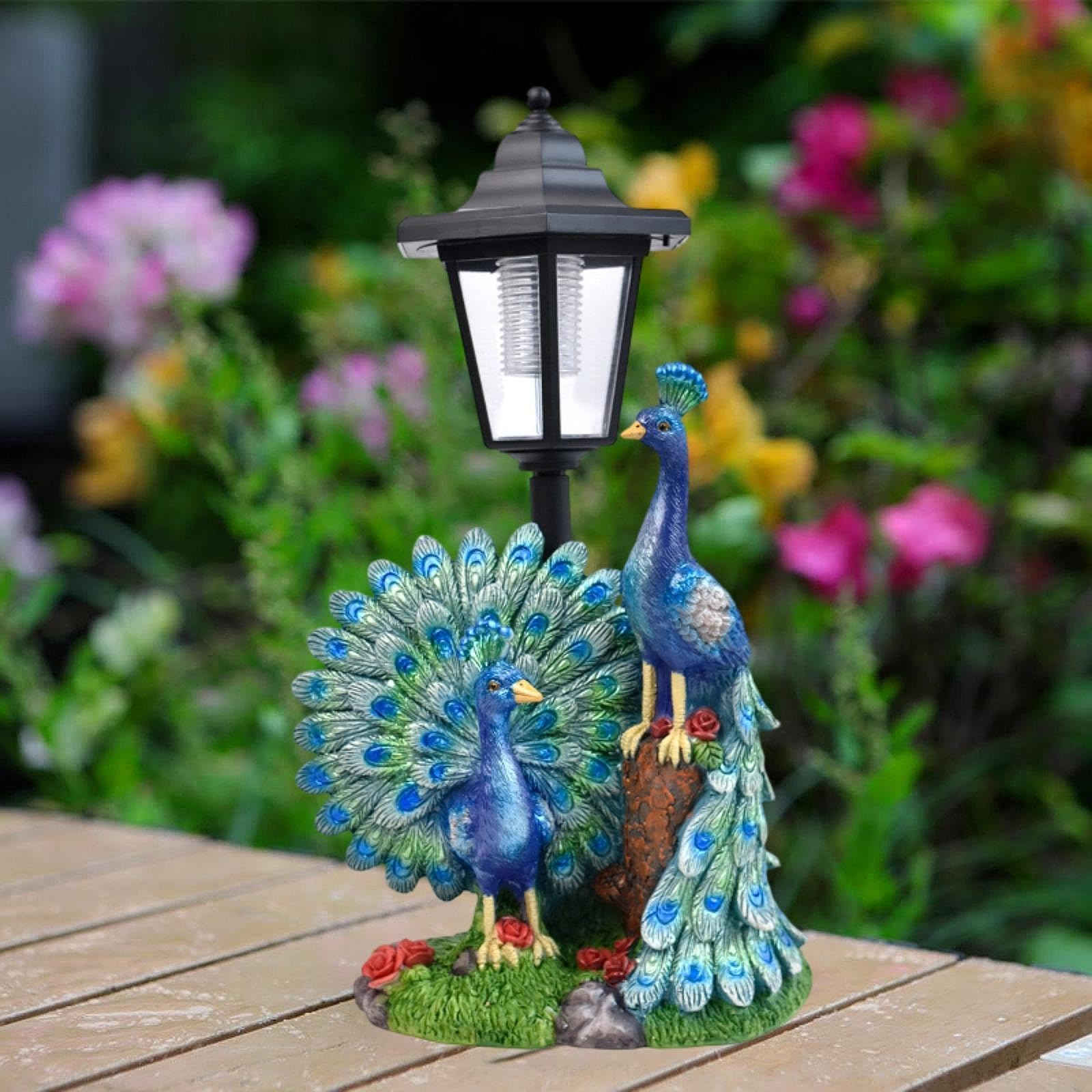 MagiDeal Estatua de para jardín con luz Decoración Exterior, Escultura de Resina única y Lámpara de Animal para jardín.