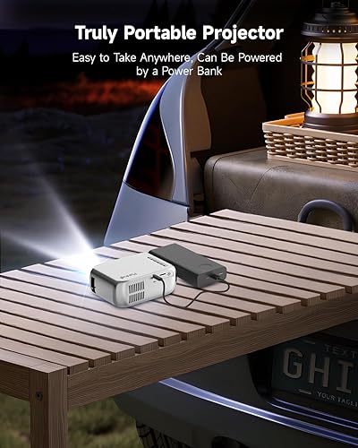 Miniatura 8 de Mini proyector con WiFi, proyector portátil para iPhone, proyector de películas HD 1080P, pequeño proyector de video de regalo para exteriores e