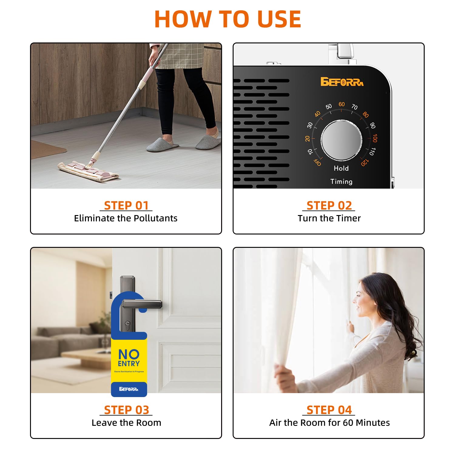 BEFORRM Generatore di Ozono Professionale 35.000 mg/h, Generatore Ozono con Timer 120 Min, Macchina Ozono Alta Capacità per 200㎡, Ozonizzatore per Ambienti, Casa, Auto, Fumo, Odori di Animali