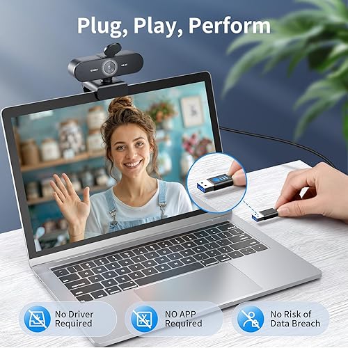 Miniatura 5 de EMEET NOVA 4K - Cámara web para PC - Ultra HD 4K, enfoque automático PDAF, micrófonos duales con cancelación de ruido, 73° FOV, corrección de luz