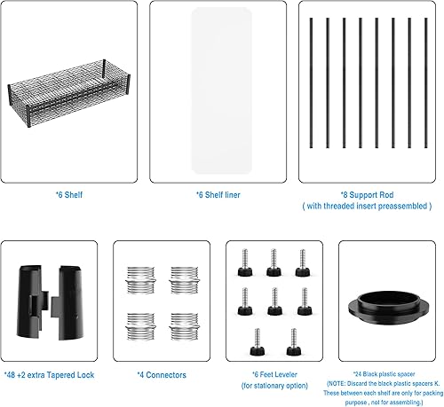 Miniatura 4 de Estantería de alambre de metal NSF de 3 niveles, color negro, juego de 2, 1050 libras de capacidad, estante de almacenamiento ajustable resistente