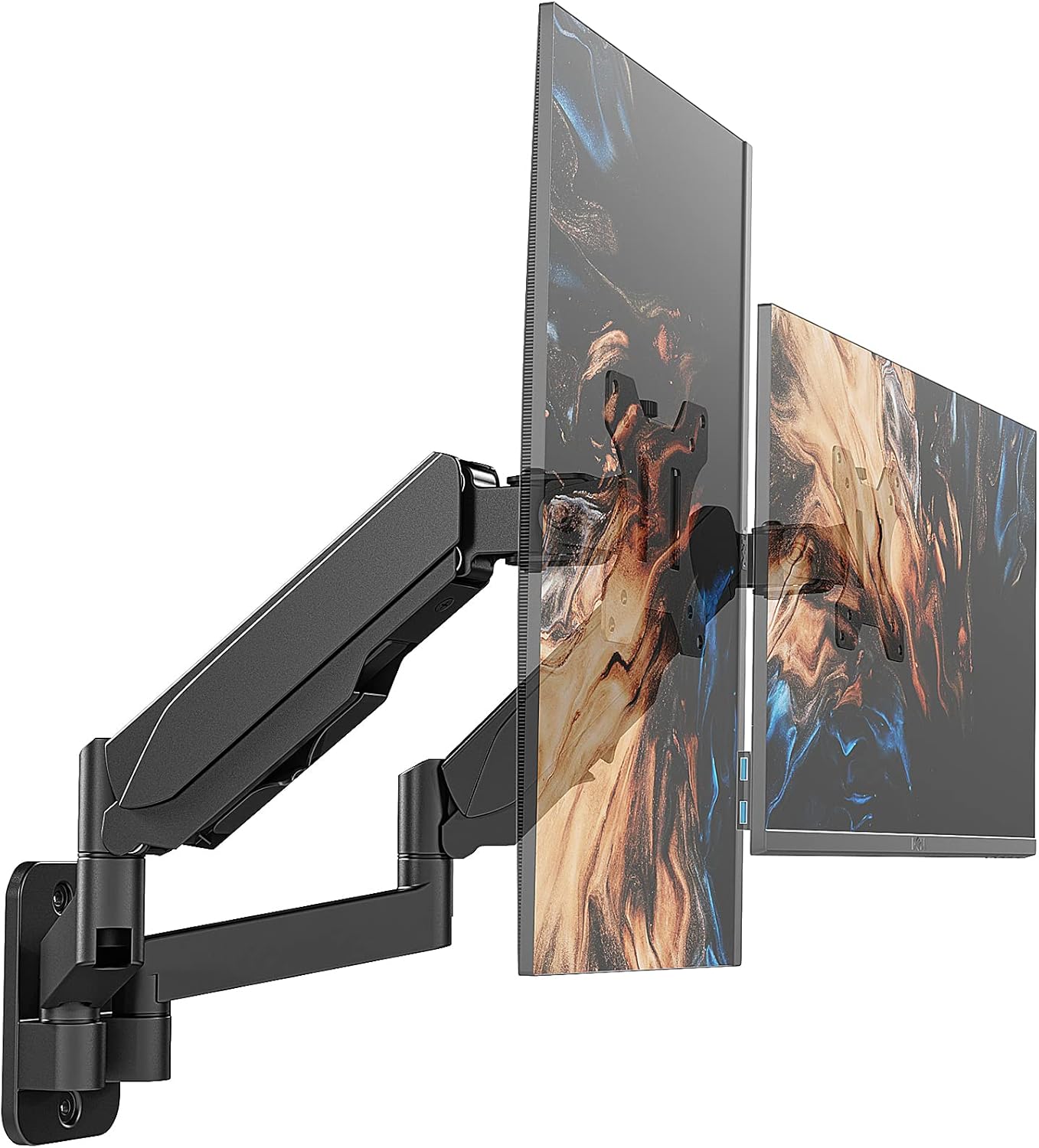 Dual Monitor Wall Mount, Gas Spring Wall Monitor Arm for 17 to 32 inch