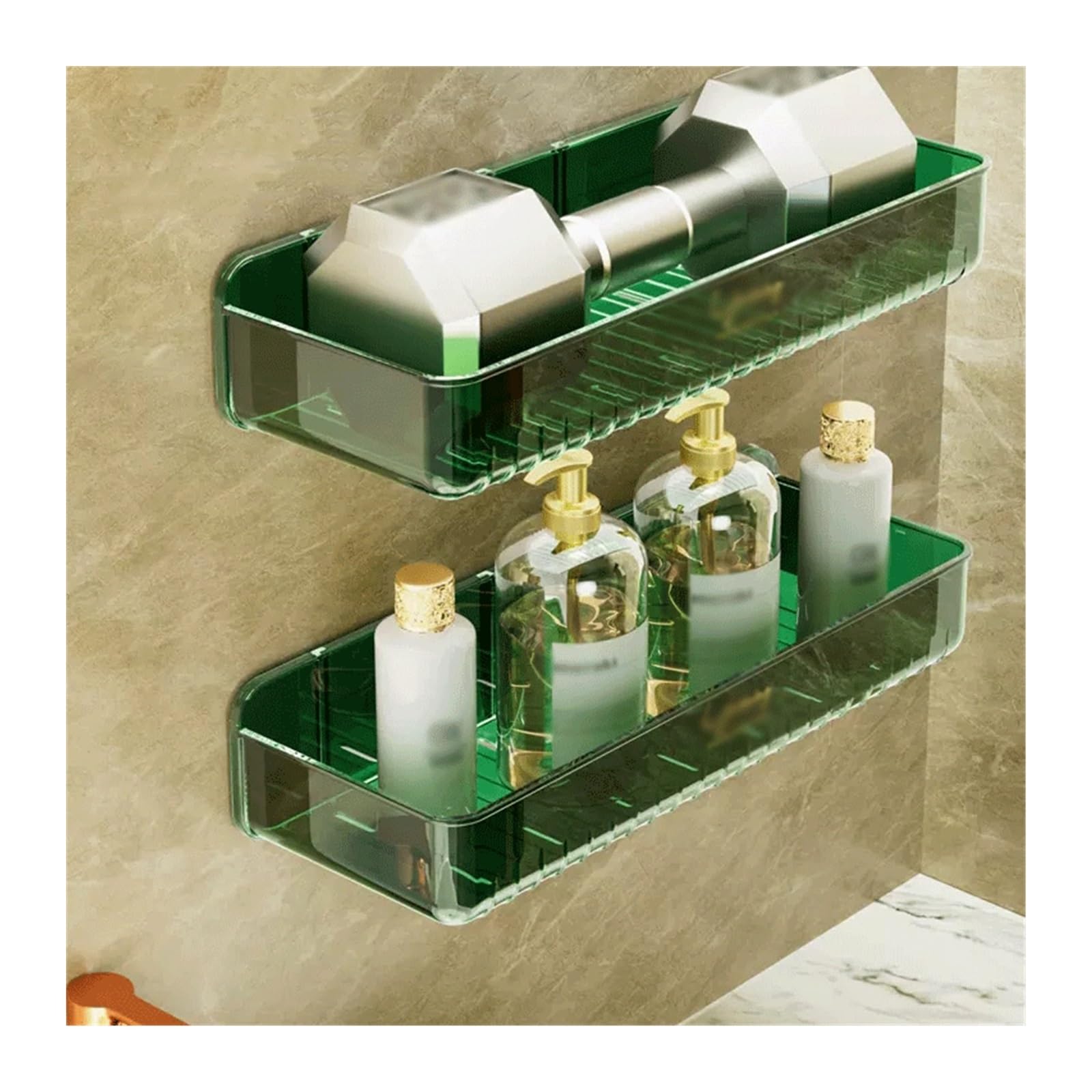 Portaoggetti Doccia Scaffale di stoccaggio for bagni domestici Scaffale di stoccaggio a parete in plastica a doppio strato Scaffale di stoccaggio for cosmetici Articoli da toeletta e forniture che non