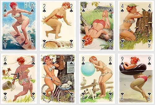 Miniatura 3 de Pin Up Hilda Jugando Cards. Tarjetas vintage de talla grande Pin Up Girl. 52 cartas y 2 comodines