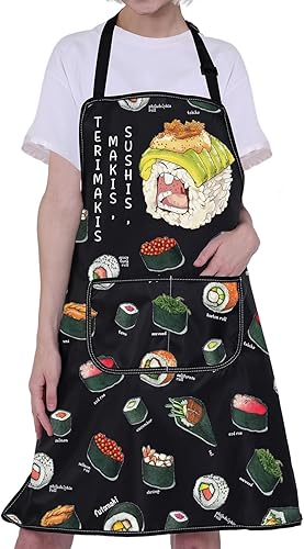 Miniatura 6 de CMNIM Delantales japoneses para sushi con bolsillos, para sushi, chef, para sushi, cocina, cocina japonesa, para regalar a los amantes del sushi