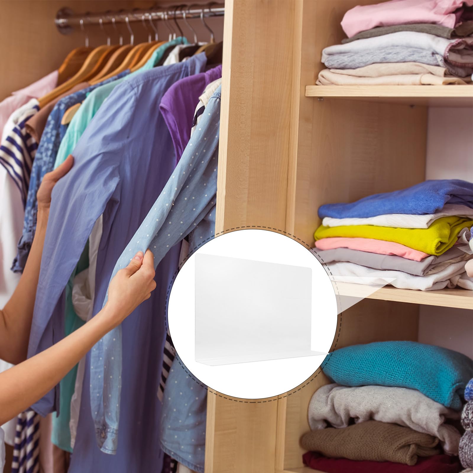 YARNOW Divisor de Estantes Transparente de PVC para Organizador de Armario Instalación Rápida y Alta Visibilidad, Adecuado para Estanterías y Otros Espacios Hogar
