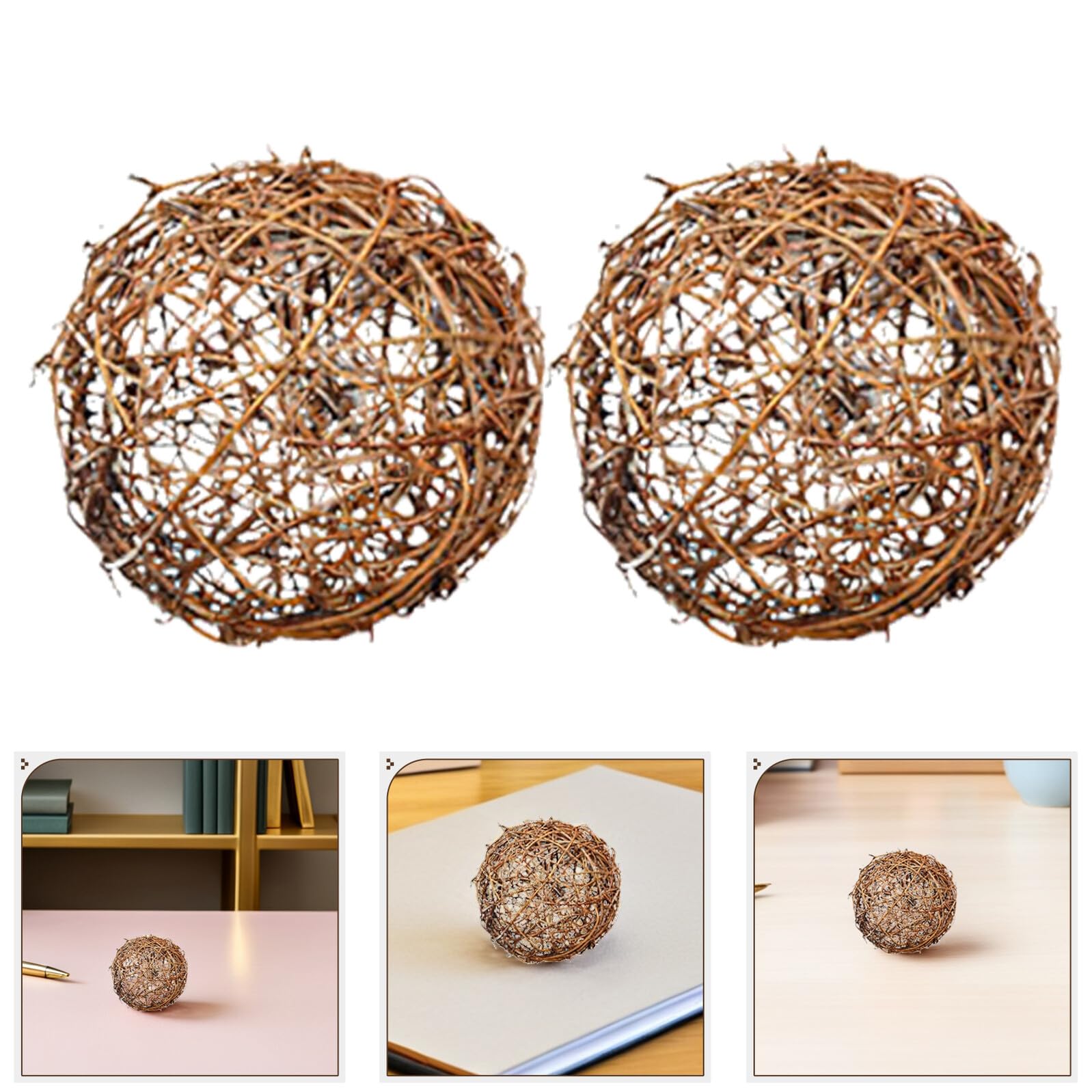 ULTECHNOVO 10 Palline Decorative in Rattan da Appendere 10Pezzi per Natale e Matrimonio, Ornamenti Naturali per Bar, caffè e Decorazioni Domestiche
