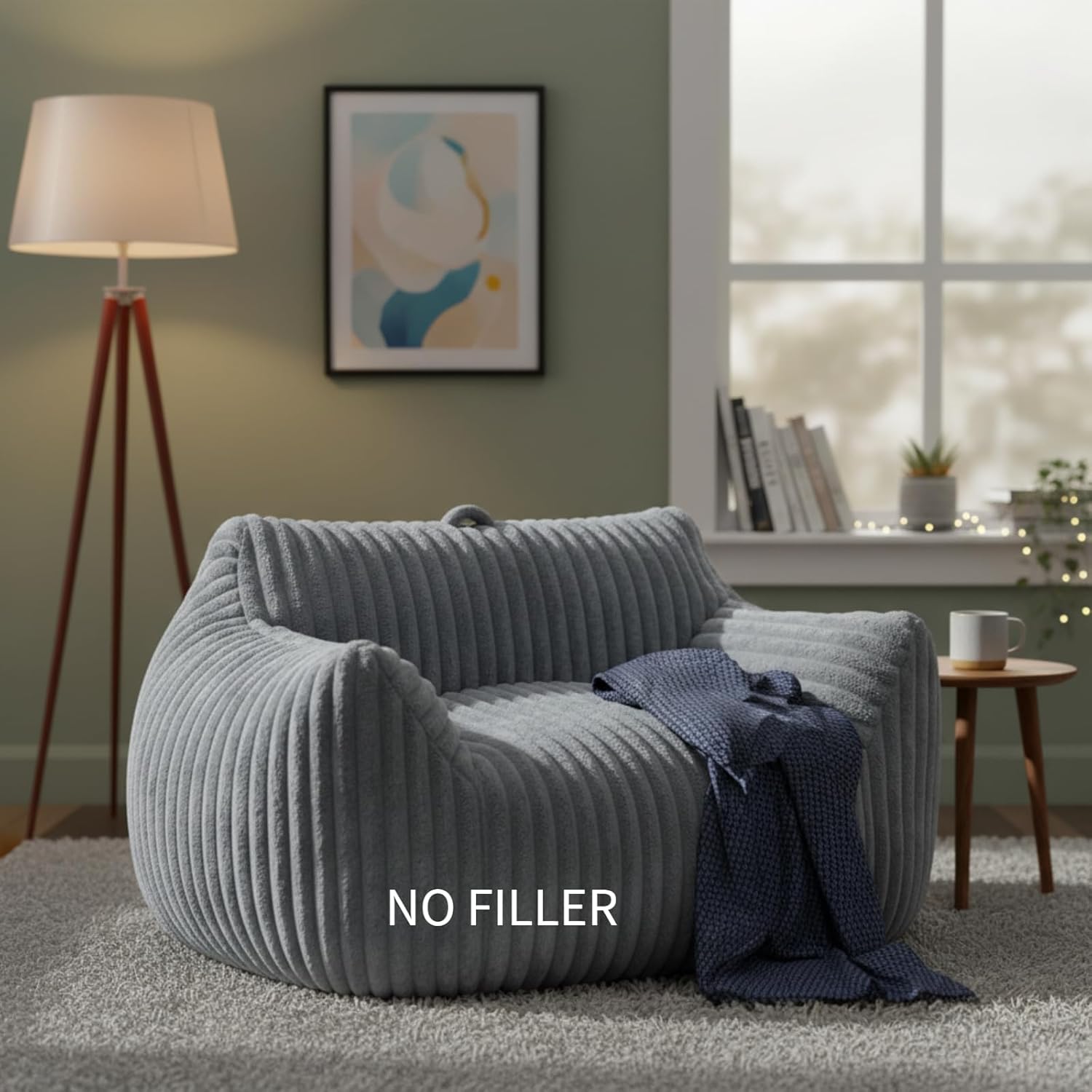 Honeydak Bean Bag Chair Cover Only (No Filler) for Adults Bean Bag Cover with Armrests and Back Support Stuffed Animal Storage Lazy Sofa Chair for Bedroom Living Room Dorm(Creamy White,Milk Velvet)