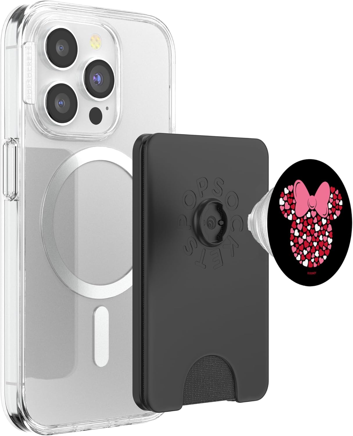 Disney Minnie Mouse Icon Pink Hearts Valentine's Day PopSockets PopWallet for MagSafe