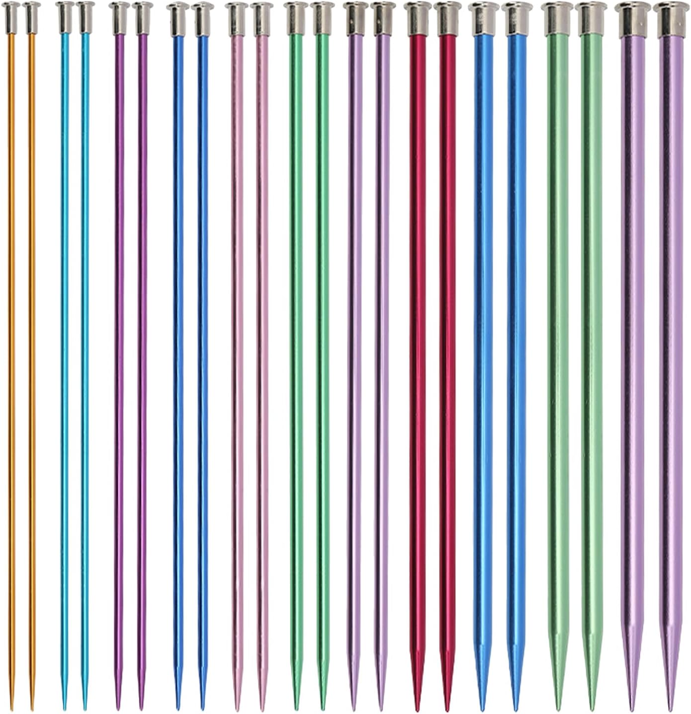 Rvluw 22pcs Aluminum Knitting Needles Set in 11 Sizes 3.0-10.0mm,35mm