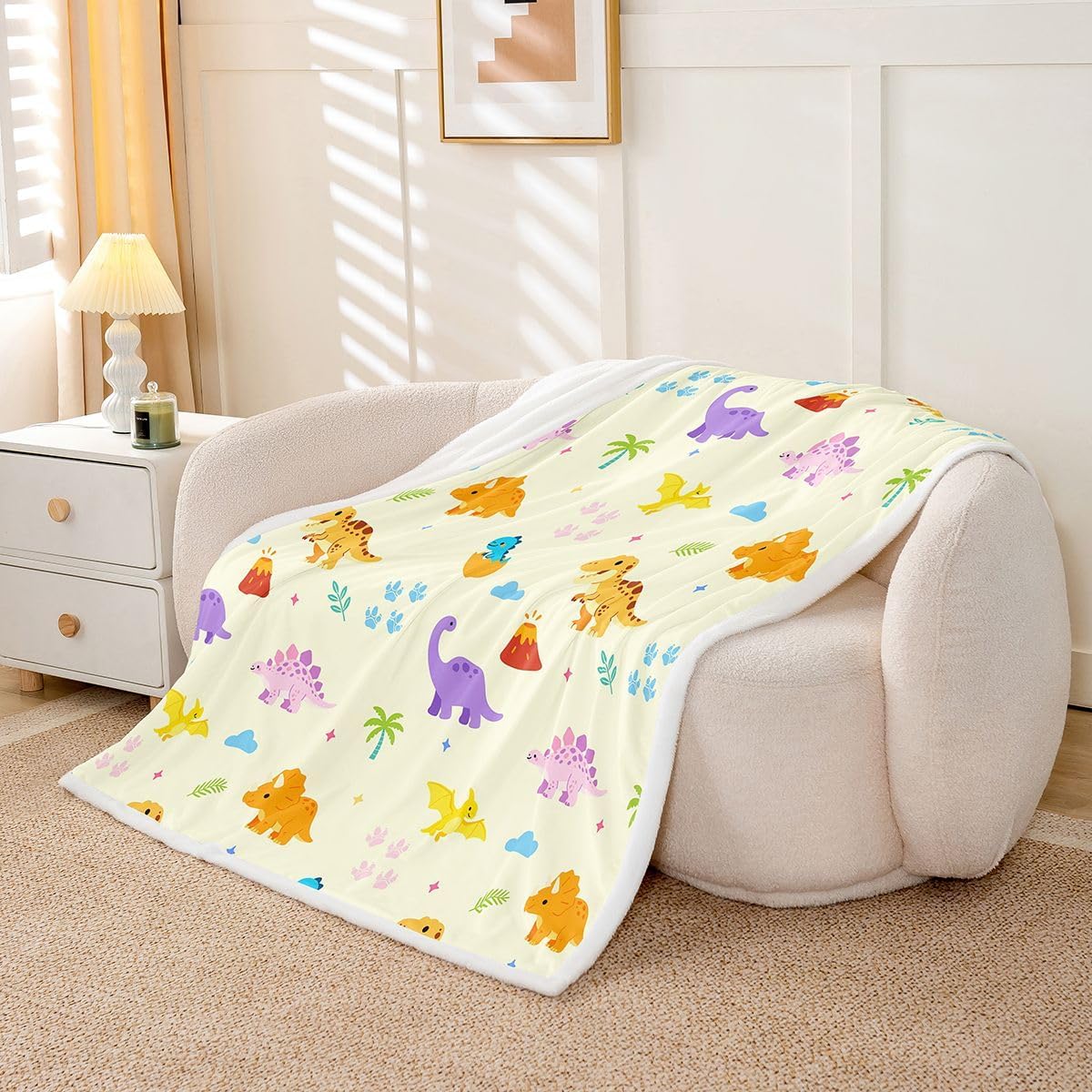 Castle Fairy Cute Dinosaur Kids Throw Blanket,40 x 50 Inches