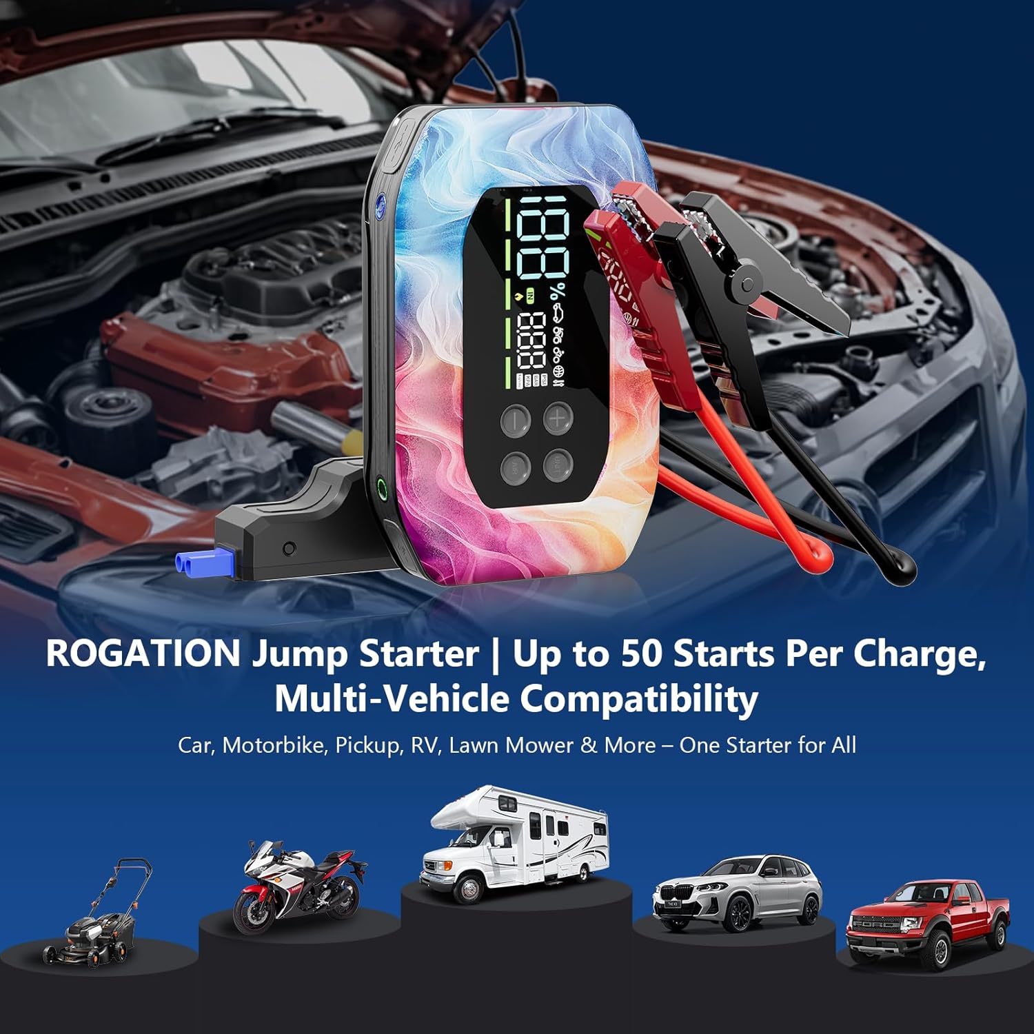 2000A Jump Starter with Air Compressor, Portable Car Battery Jump Starter, 12V Booster for Gas/Diesel Engines, 150PSI Tire Inflator 10000ma/h 33W Bidirectional Fast Charging Power Bank-Black