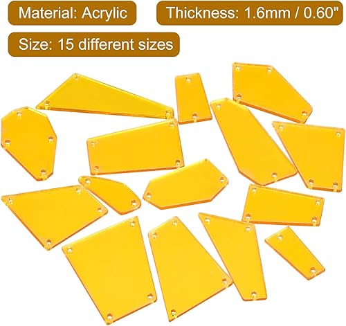 Miniatura 2 de uxcell 15 piezas de espejo para coser, cuentas de diamantes de imitación de acrílico irregular con parte trasera plana de formas mixtas para
