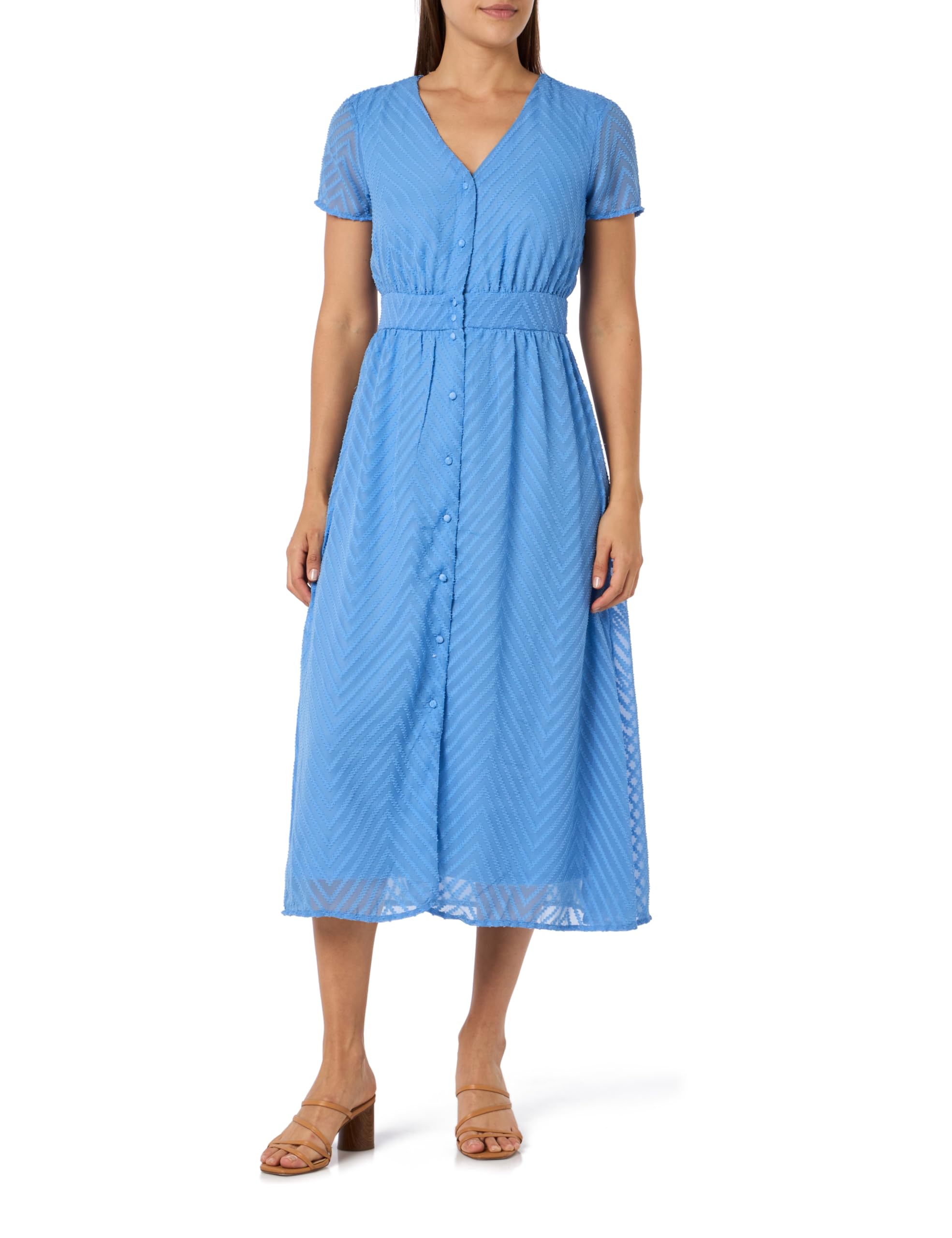 Vila Damen Vimichelle S/S V-Neck Midi Dress/Ka Midikleid