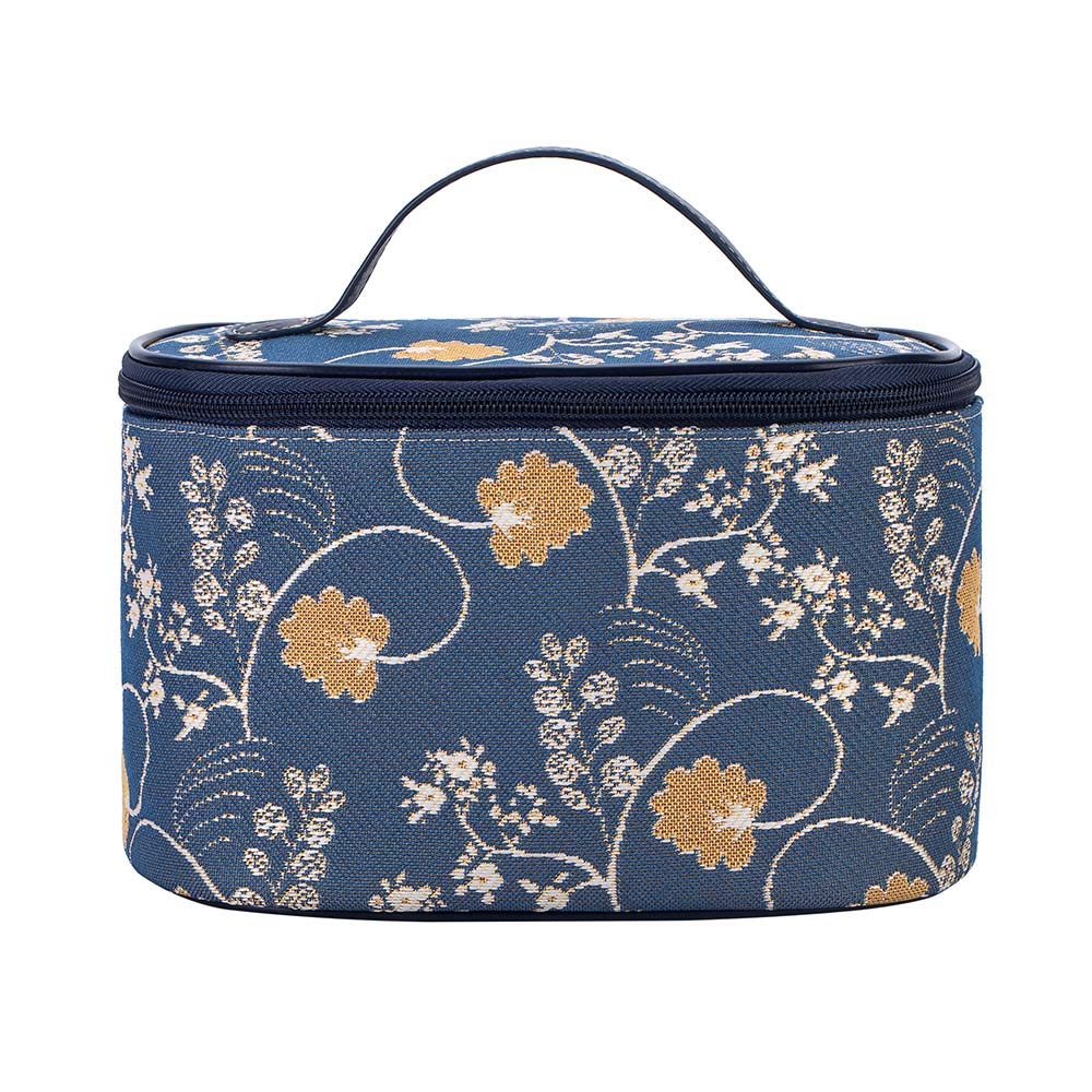 Signare Tapestry Cosmetic Make Up Toiletry Travel Vanity Bag Case in Jane Austen Design (Jane Austen Blue) (TOIL-AUST)
