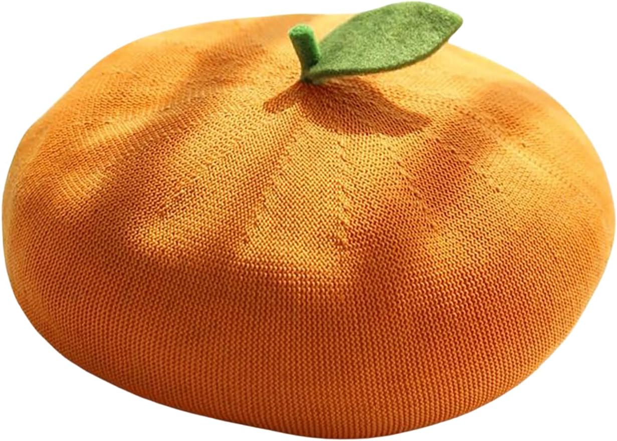 Funny Orange Fruit Hat French Artist Beret Cap for Women Party Gift