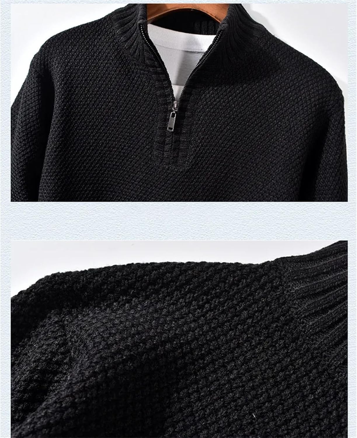 Men's Plush Thick Warm Sweater Fashionable Large Size Half-High Zipper Knitted Jacket Plus Size