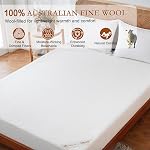 YOUR MOON Matelas de laine naturelle Pad Queen – 200GSM Matelas de laine australien biologique Topper, matelassés matelassées 16" Poche profonde, couverture en coton hypoallergénique (blanc)