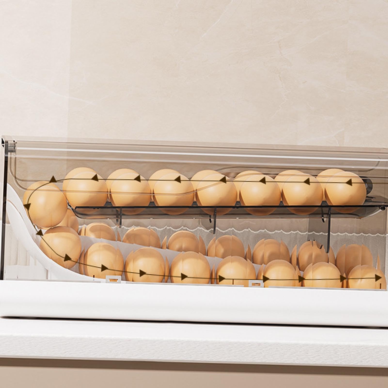 Organizador de huevos para con temporizador, apilable, ahorra espacio | Organizador de Huevos Caja de Almacenamiento para el Hogar Encimera Despensa Preparación de Alimentos Desayuno Hornear