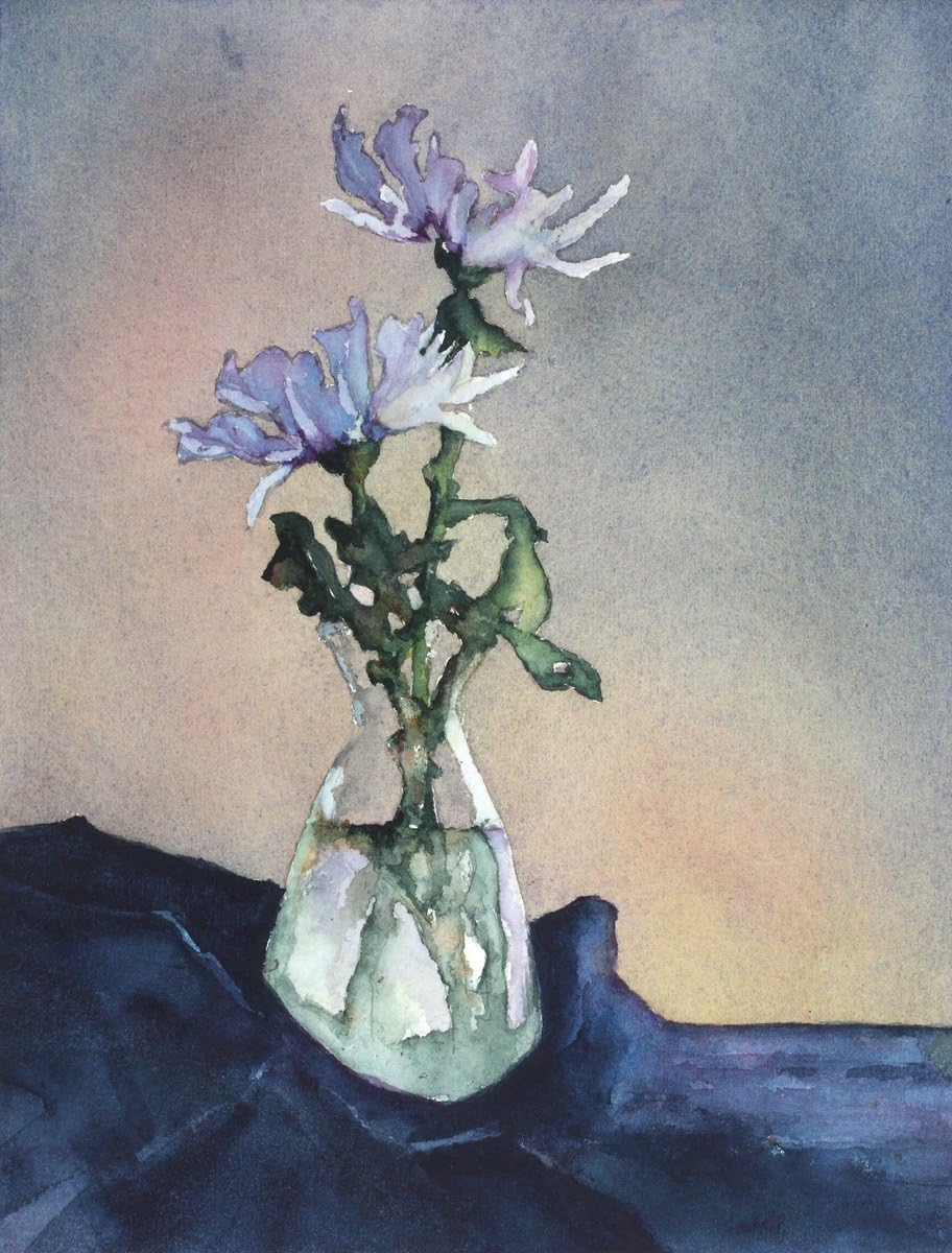 White Dahlias, Giclee Print from Watercolor Flower Painting, 10 X 13 Inches