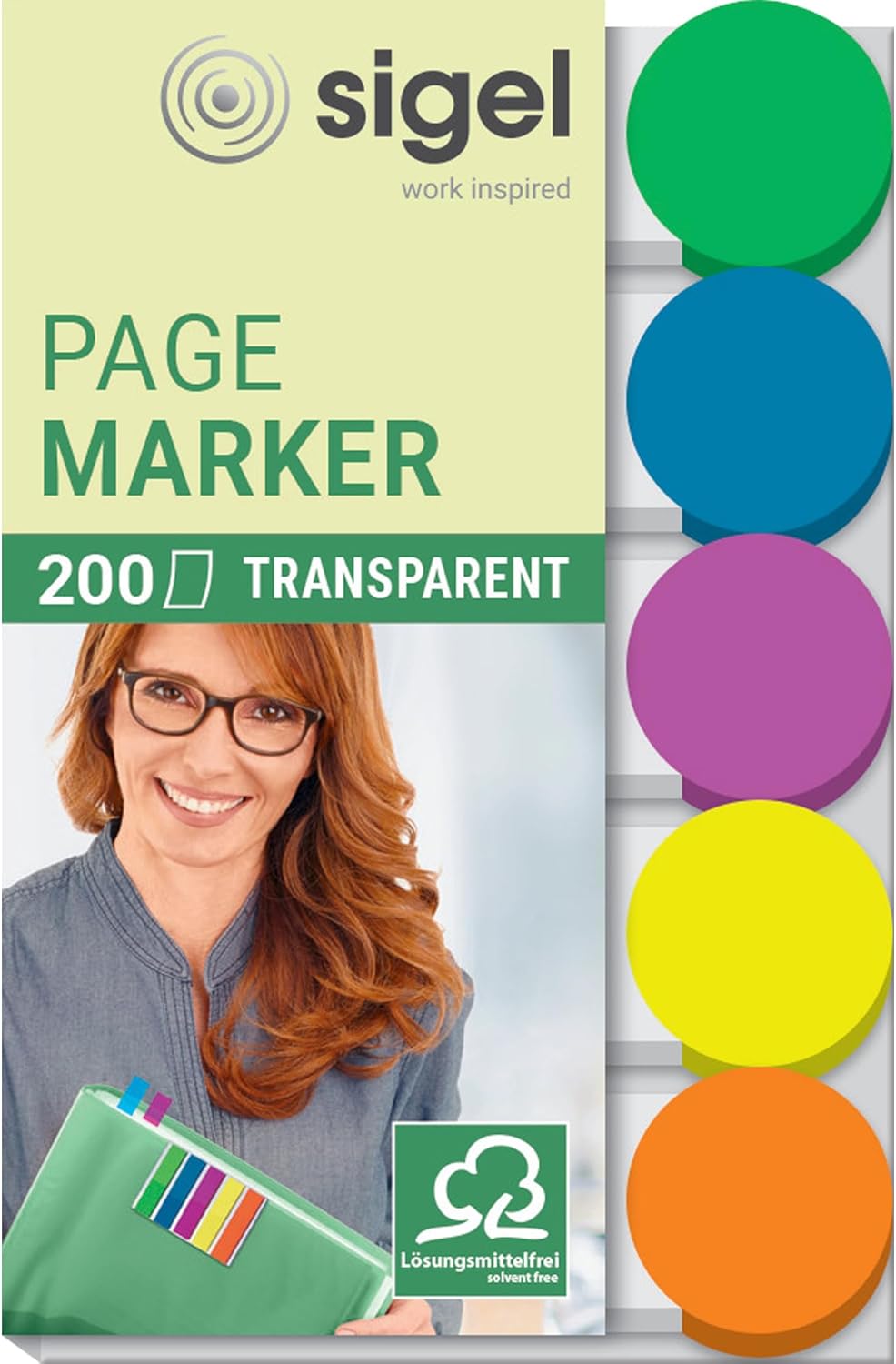 Sigel HN301 Sticky Flags, Page Markers, Index Tab Flags, with Sticky Colored tip and Transparent Non-Adhesive Strip for Notes, 0.47x1.97 inches, 200 Strips on a Board