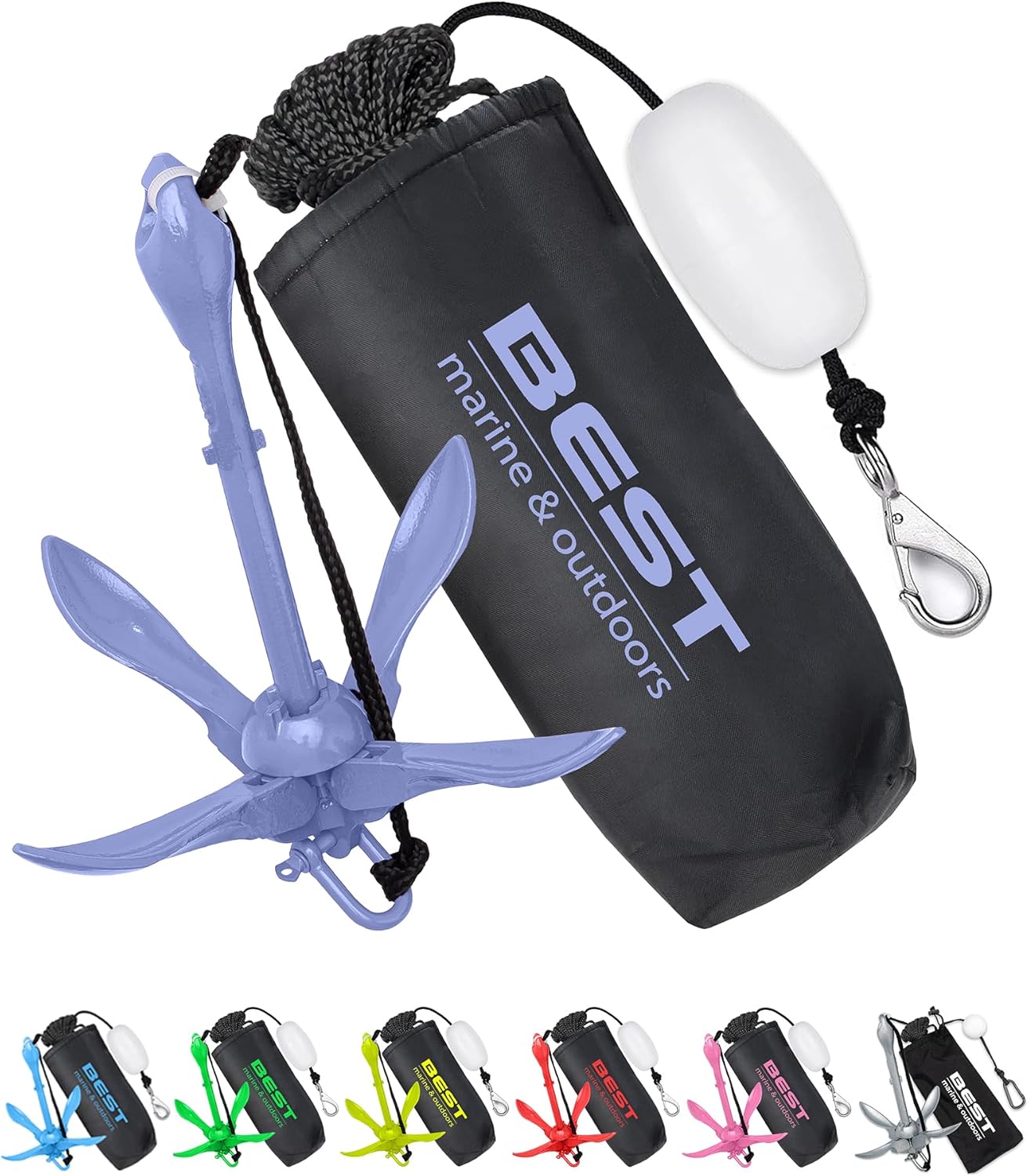 Best Marine and Outdoors Kayak Anchor, 3.5 Pound Anchor System Kit for Kayaks, Canoes, SUP Paddle Boards & Jet Skis, Fishing, Boating & Kayaking Accessories