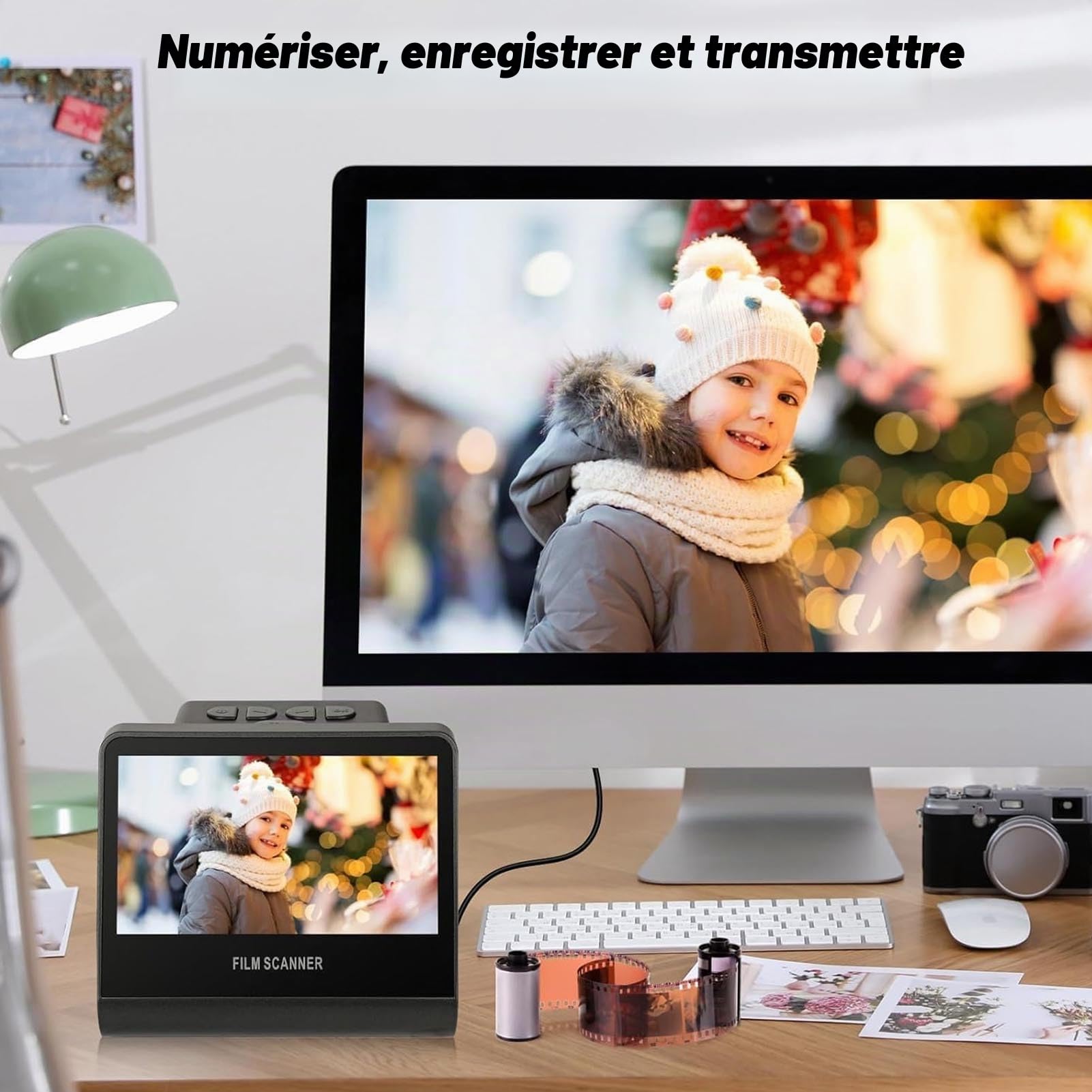 Numériseur de Scanner de Films et de Diapositives avec écran LCD de 5 ”, Scanners Négatifs pour Vieilles Images au Numérique 22 MP JPEG Fast, Compatible avec 35, 126, 110 Films