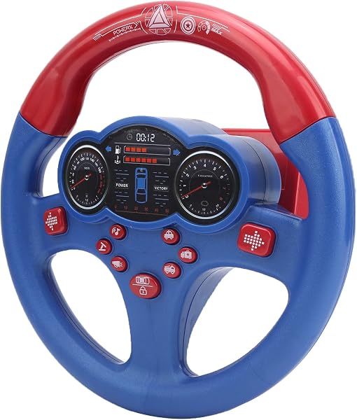 SENECESLI Interaktives Auto-Lenkradspielzeug mit Ton- und Lichteffekten, Pädagogisches Simulationsspielzeug für, Geeignet für ab 3 Jahren, 7,9 X 3,5 X 9,4 Zoll (Blue) - 1